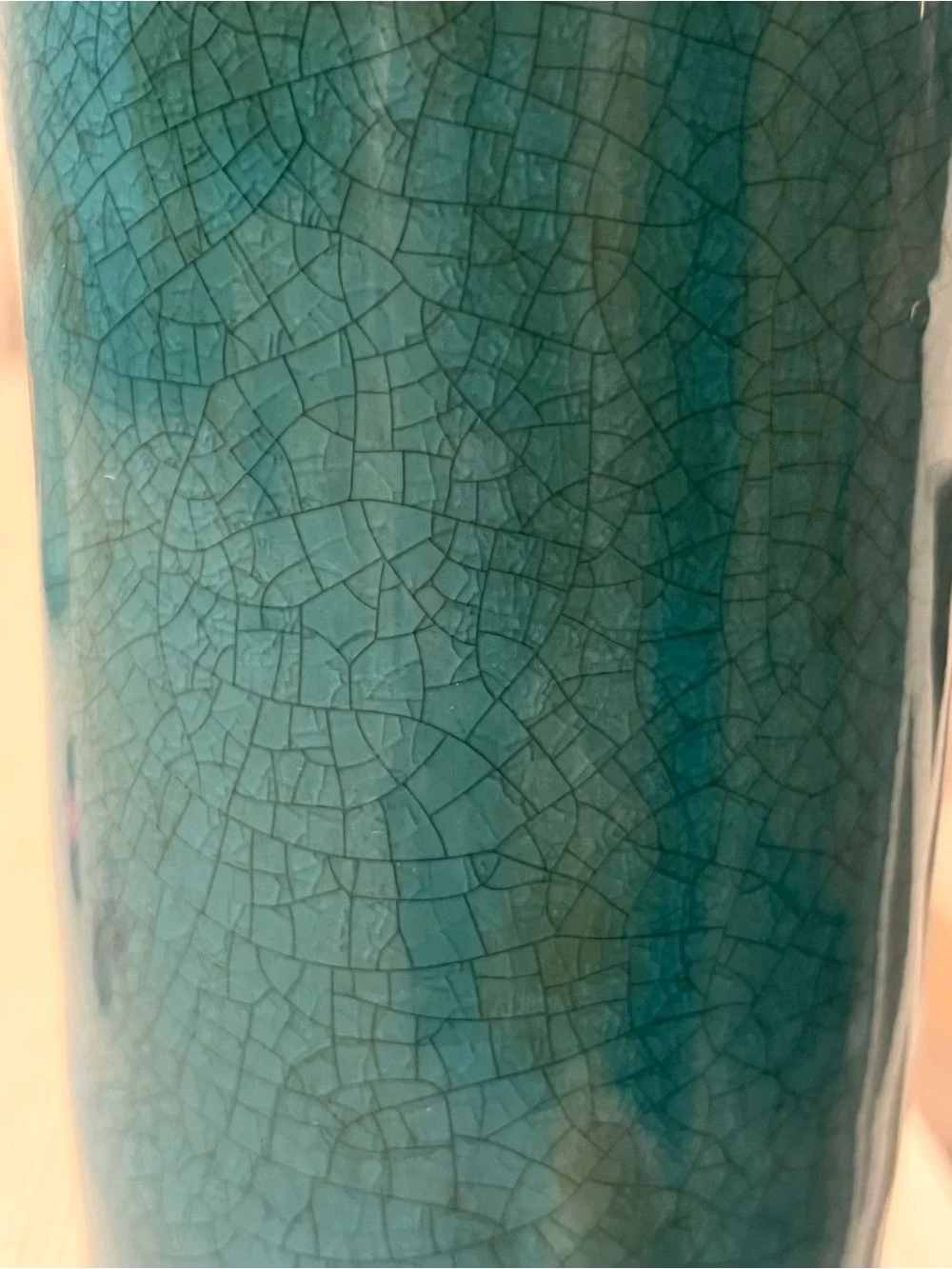 Teal Ceramic Decorative Vase With Ruffle Lip - Picture 2 of 7